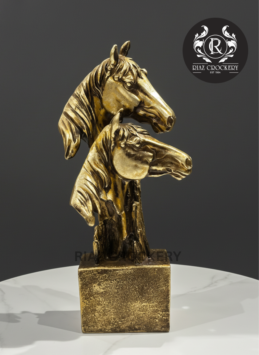 GOLDEN DOUBLE HORSE STATUE