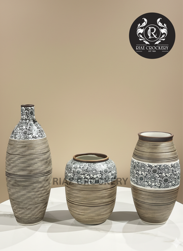 STONEWARE 3PCS VASE SET