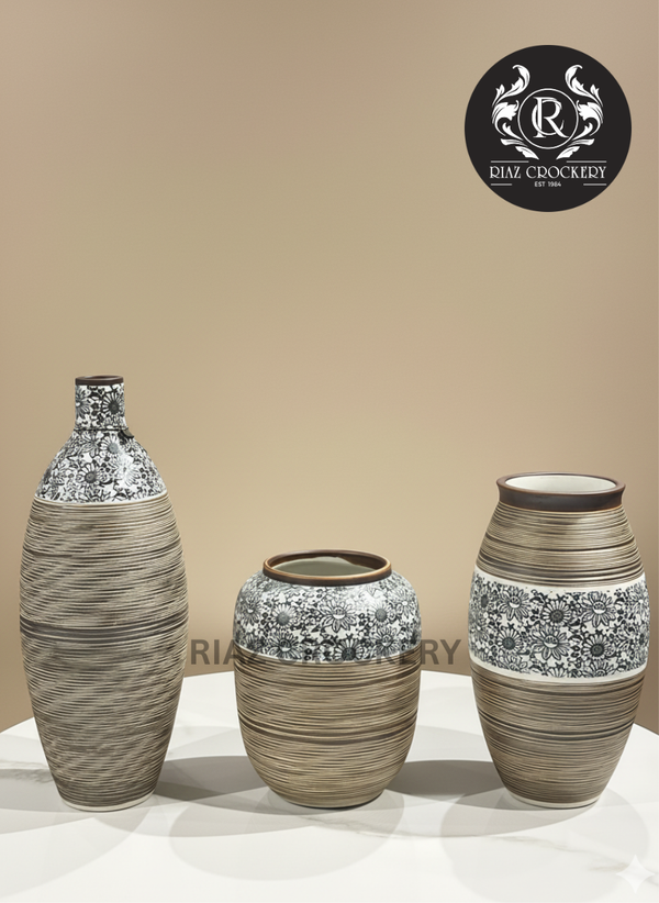 STONEWARE 3PCS VASE SET