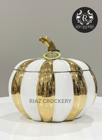 WHITE GOLD PUMPKIN CANDY JAR