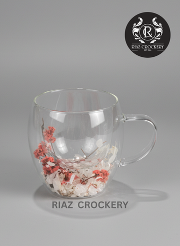 DOUBLE GLASS FLOWER MUG