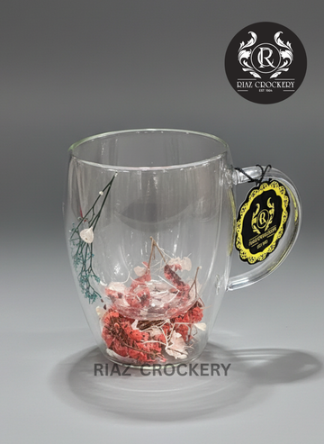 DOUBLE GLASS FLOWER MUG