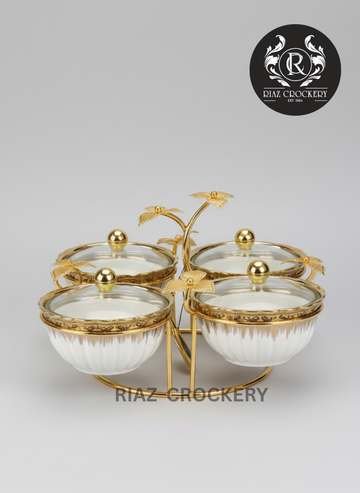 GOLDEN CERAMIC DRY FRUIT TRAY