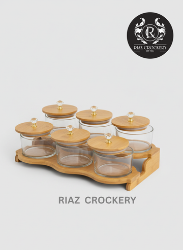 WOODEN STAND CRYSTAL DRY FRUIT TRAY
