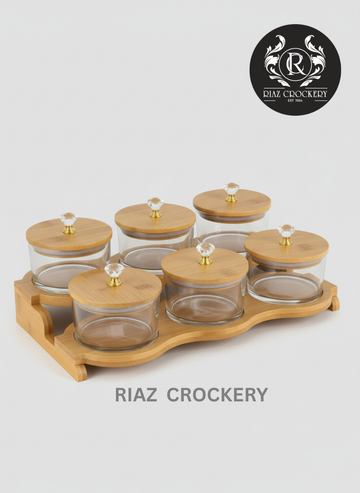 WOODEN STAND CRYSTAL DRY FRUIT TRAY