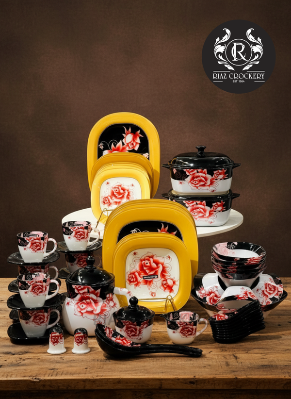 GEMYA BLACK & WHITE DINNER SET 72-PCS 8-PERSON