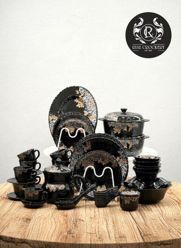CORELY BLACK MARBLE DINNER SET 72-PCS