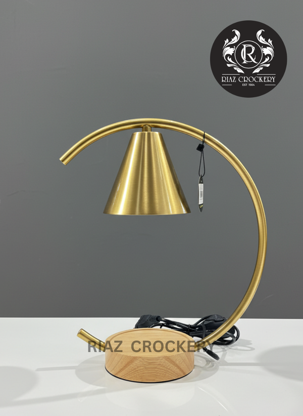 WOODEN BASE GOLDEN LAMP