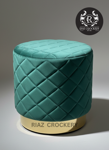 VELVET GOLDEN GREEN SOFA STOOL