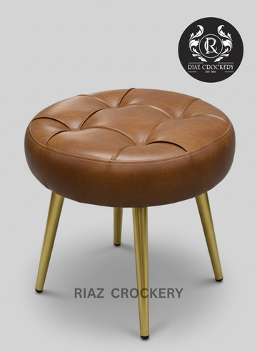 TETRA POD GOLDEN LEATHER STOOL