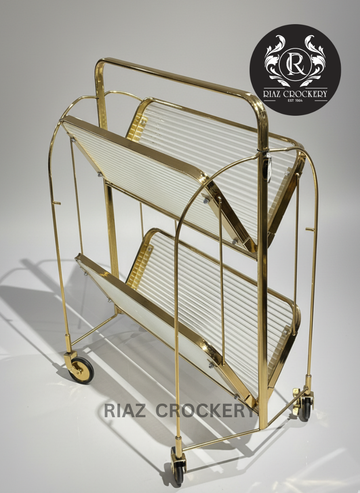 GOLDEN FOLDING TEA TROLLEY