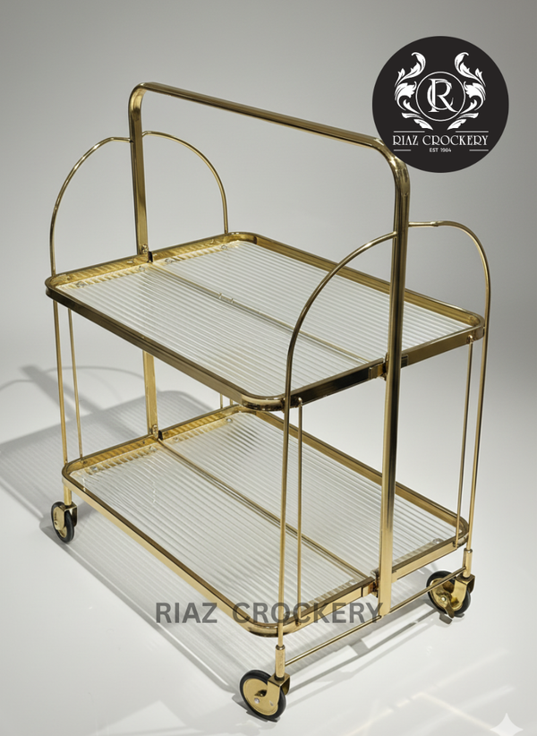 GOLDEN FOLDING TEA TROLLEY