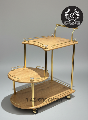 ORCHID WOODEN TEA TROLLEY