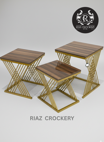 GOLDEN BLACK SQUARE TABLE SET 3PCS