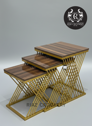 GOLDEN BLACK SQUARE TABLE SET 3PCS