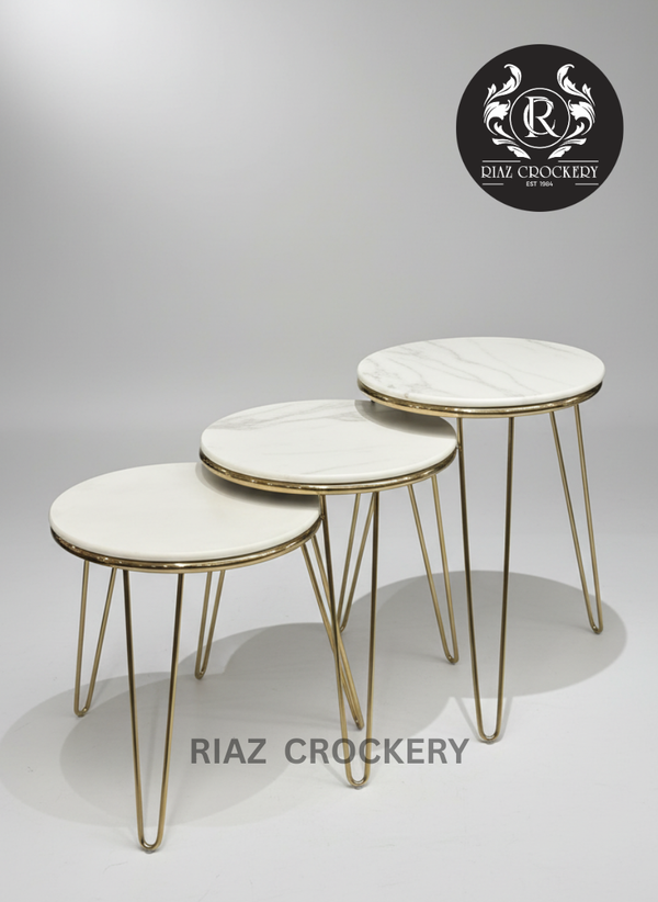 GOLDEN ROUND 3PCS TABLE SET