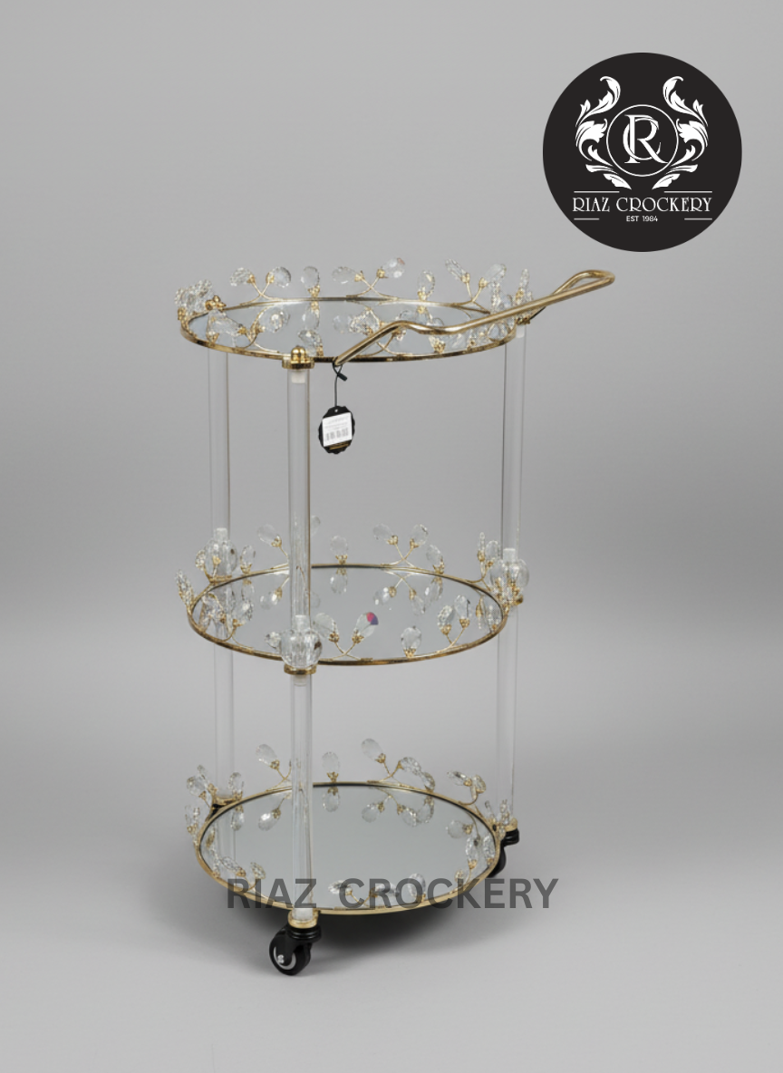GOLDEN DIAMOND TEA TROLLEY