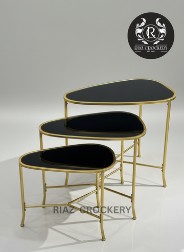 BLACK GOLD OVAL 3PCS TABLE SET