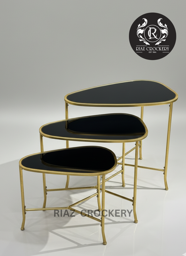 BLACK GOLD OVAL 3PCS TABLE SET