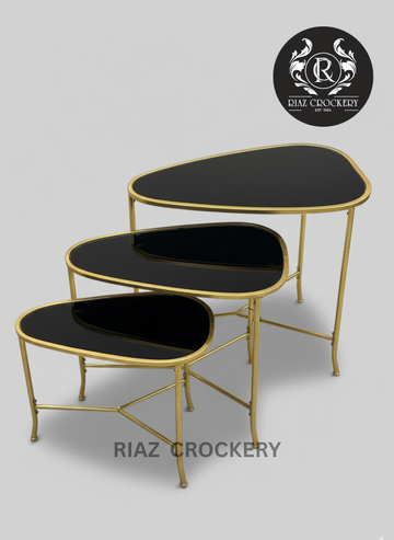 BLACK GOLD OVAL 3PCS TABLE SET