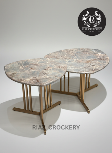 BRASS ITALIAN MARBLE TABLE SET