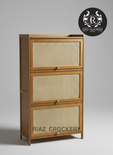 WOODEN SHOES RACK 3STEPS