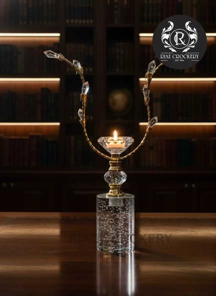 GOLDEN CRYSTAL CANDLE STAND