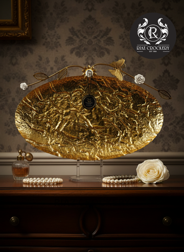 GOLDEN WHITE FLOWER OVAL TRAY 3PCS SET