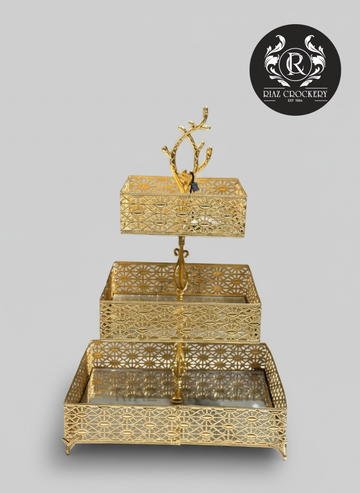 GOLDEN MIRROR 3STEPS SWEET DISH