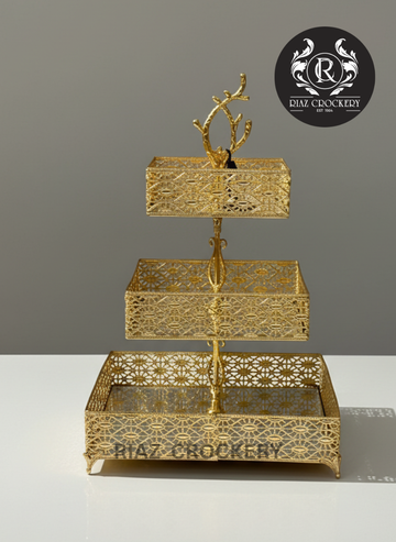 GOLDEN MIRROR 3STEPS SWEET DISH