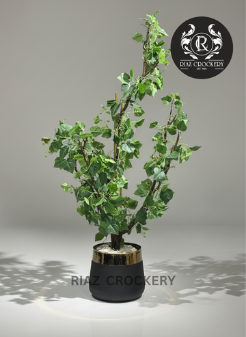 BLACK PLASTIC POT PLANTER