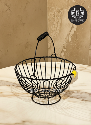 BLACK FRUIT BASKET W-HANDLE