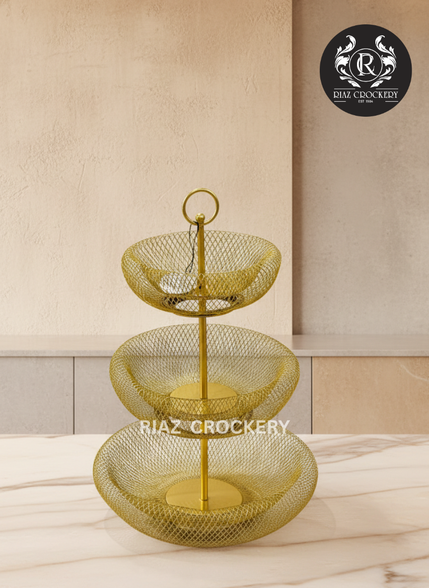 GOLDEN METAL FRUIT DISH 3-STEPS