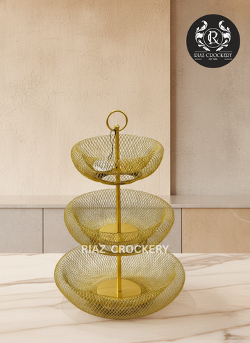 GOLDEN METAL FRUIT DISH 3-STEPS