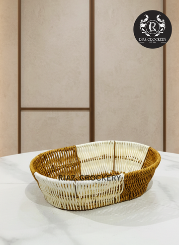 WHITE BROWN FRUIT BASKET