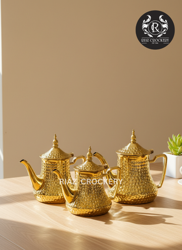 Steel Golden Tea Pot Fish 3-pcs Set