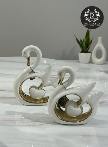 WHITE GOLD CERAMIC DUCK