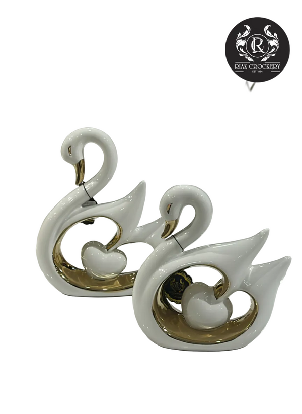 WHITE GOLD CERAMIC DUCK