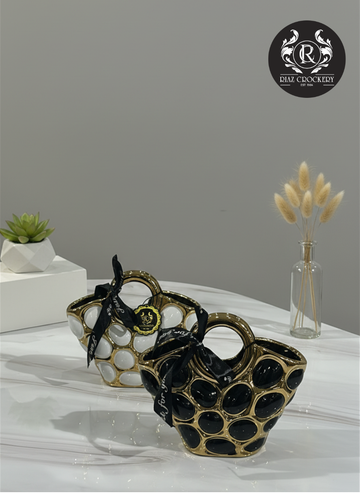GOLDEN CERAMIC PURSE VASE