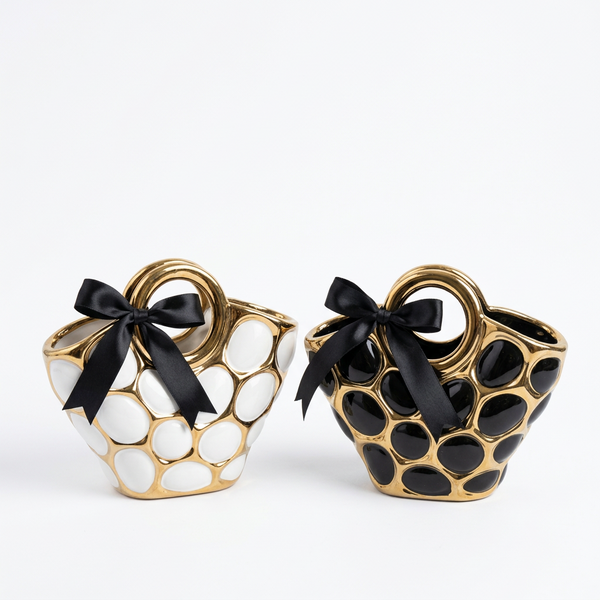 GOLDEN CERAMIC PURSE VASE