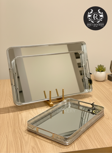 SILVER GOLD MIRROR TRAY