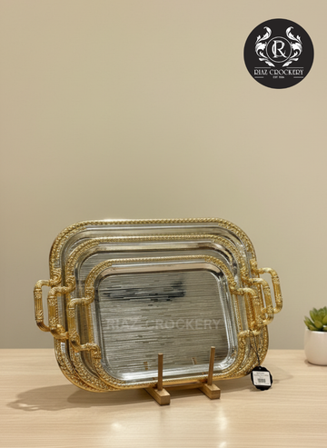KIK SILVER GOLD 3-PCS TRAY SET
