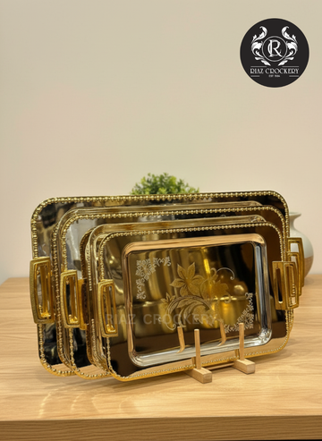 ONE MORE 3-PCS GOLDEN TRAY SET