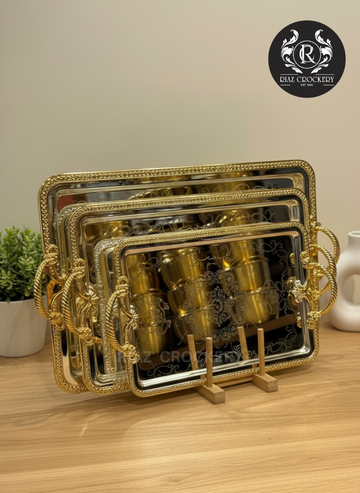 GOLDEN METAL 3-PCS TRAY SET