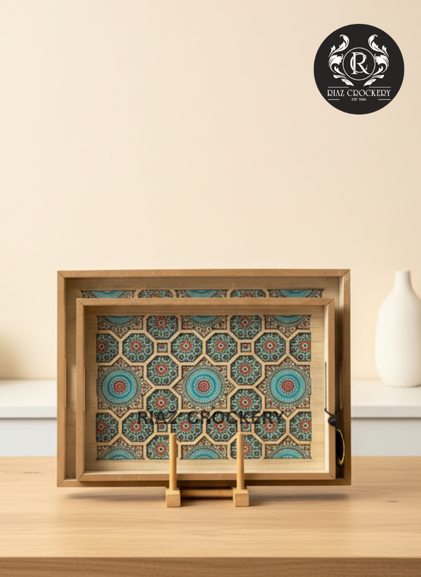 WOODEN MULTY 2-PCS TRAY SET