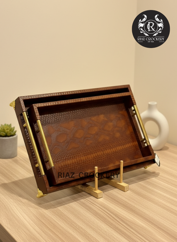 LEATHER 2-PCS TRAY SET