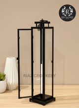 BLACK METAL LATEEN CANDLE HOLDER