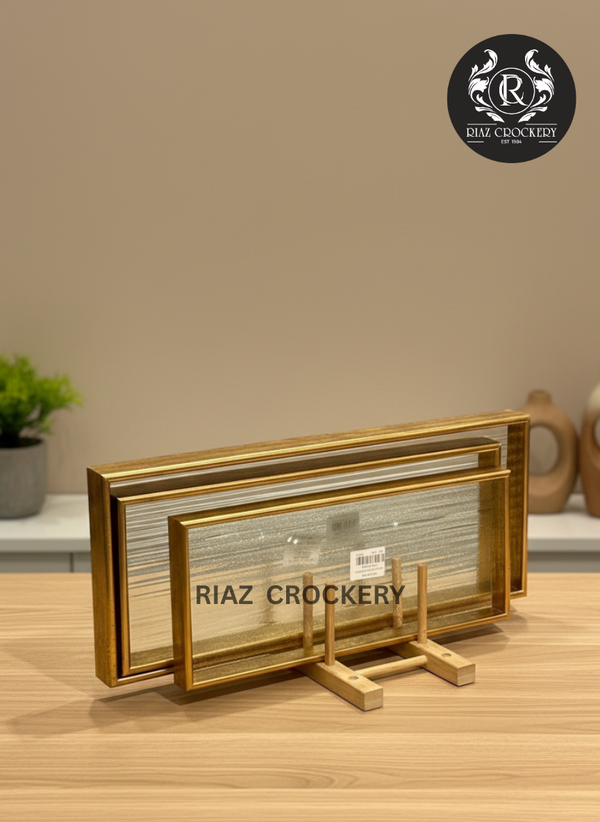 GOLDEN GLASS SERVING TRAY