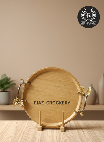 ORCHID WOODEN TRAY 30CM