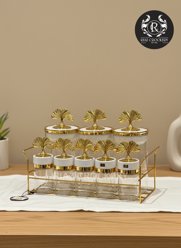 GOLDEN STAND SPICE JAR 8-PCS SET